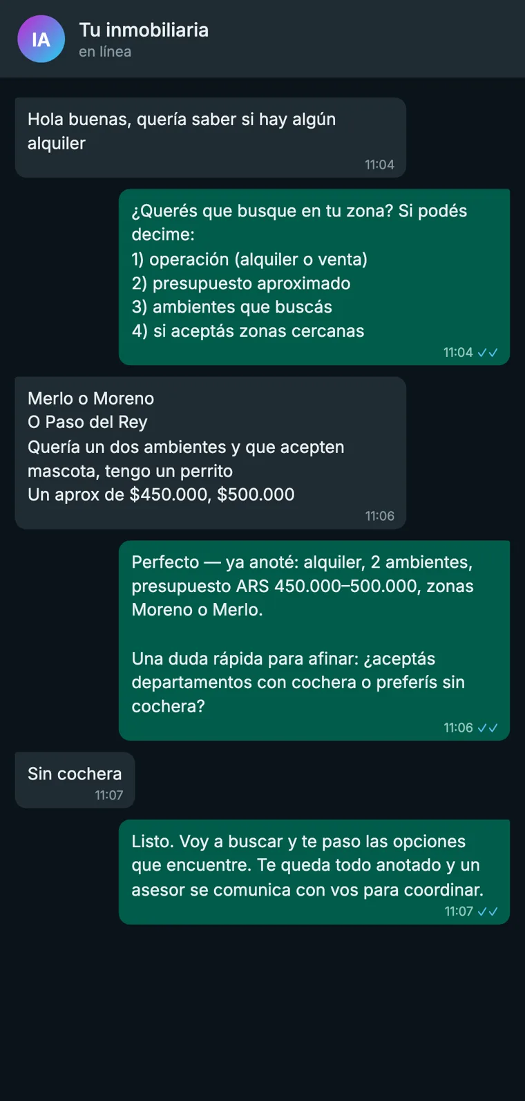 Así contesta, a las once de la noche